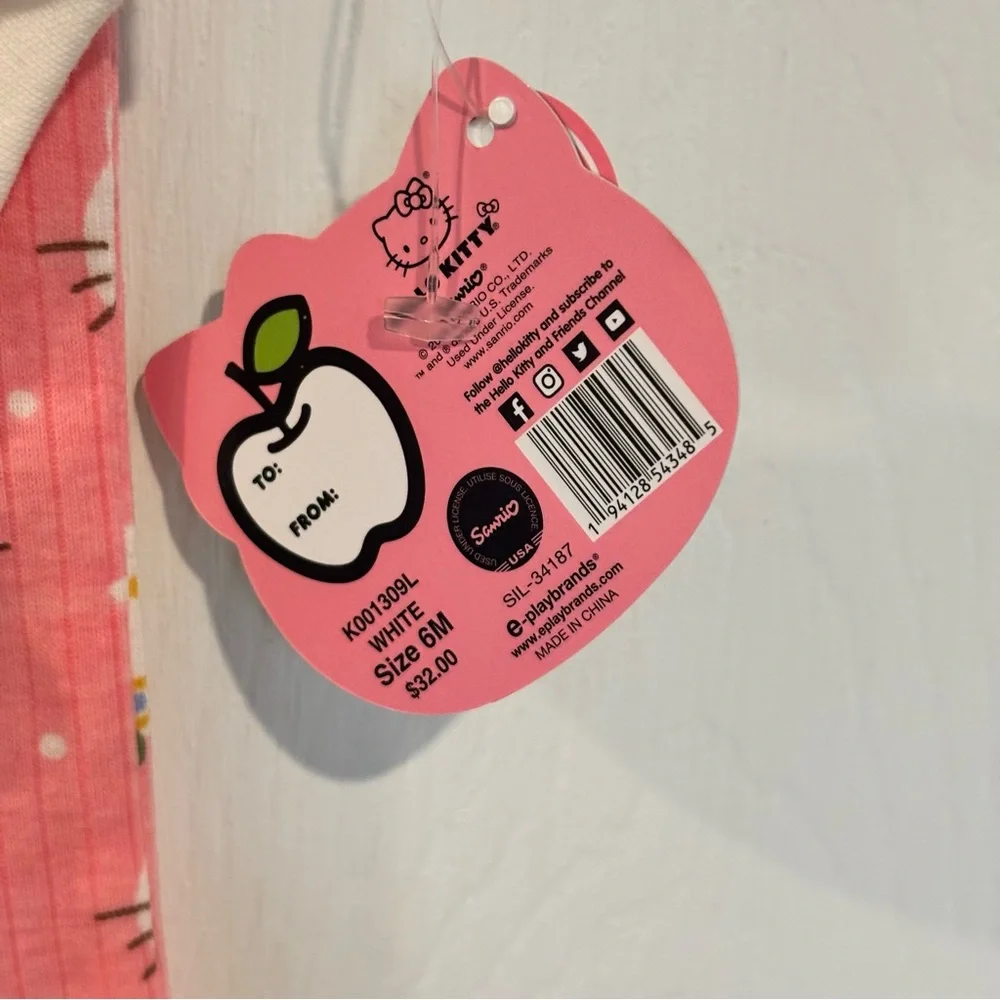 Hello Kitty Sanrio 3 Piece‎ Set Size 6 Months NEW Headband White Pink